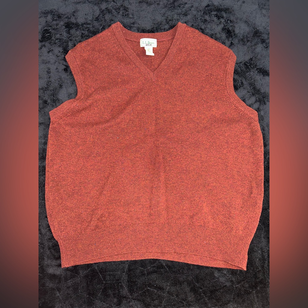 Ll Bean Mens Sweater Vest Red 100% Pure New Wool Lambswool Size Xl Fast Ship 871